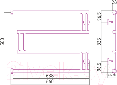 Полотенцесушитель водяной Сунержа High-Tech M+ 50x65 / 30-4050-5065