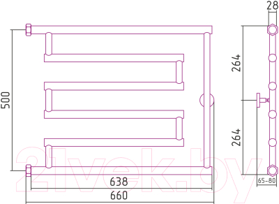 Полотенцесушитель водяной Сунержа High-Tech L+ 50x65 / 30-4052-5065