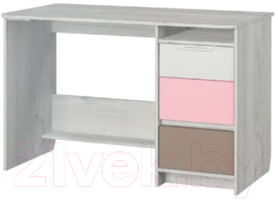 Письменный стол Аквилон Зефир №17.2 120 (дуб эльза/розовый) - фото
