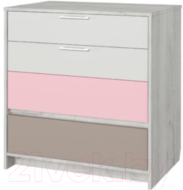 Комод Аквилон Зефир №9.1 800 (дуб эльза/розовый) - фото