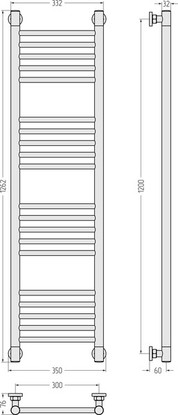 Полотенцесушитель водяной Сунержа Богема+ 120x30 / 30-0220-1230