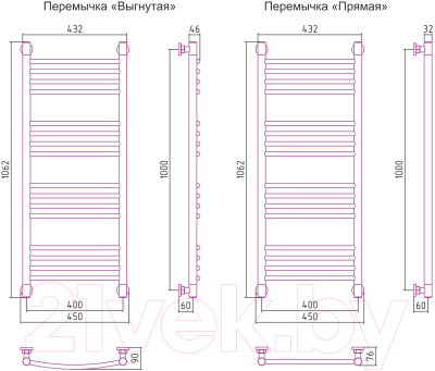 Полотенцесушитель водяной Сунержа Богема+ прямая 100x40 / 30-0220-1040 (белый матовый)