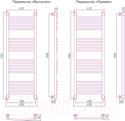 Полотенцесушитель водяной Сунержа Богема+ прямая 120x40 / 30-0220-1240