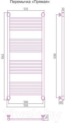 Полотенцесушитель водяной Сунержа Богема+ прямая 120x50 / 30-0220-1250