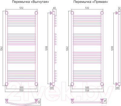 Полотенцесушитель водяной Сунержа Богема+ прямая 120x50 / 31-0220-1250