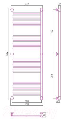 Полотенцесушитель водяной Сунержа Богема+ прямая 150x50 / 31-0220-1550