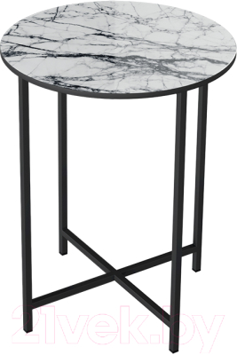 Журнальный столик ТриЯ ДП 1-03-04 (черный/стекло с рисунком Мрамор белый) - фото