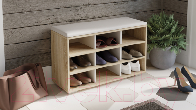 Тумба в прихожую ТриЯ Тип 10 (дуб сонома/белый ясень)