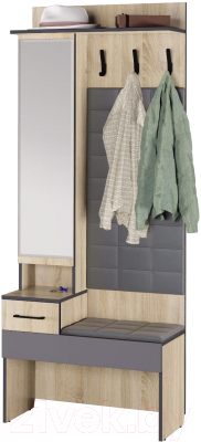 Секция в прихожую Аквилон Эльза №1 800 с зеркалом (дуб сонома) - фото