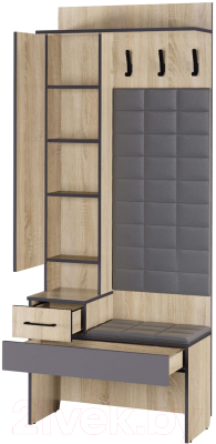 Секция в прихожую Аквилон Эльза №1 800 с зеркалом (дуб сонома)