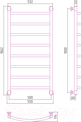 Полотенцесушитель водяной Сунержа Галант+ 100x50 / 30-0200-1050