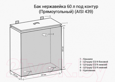 Бак для печи Везувий Прямоугольный под контур