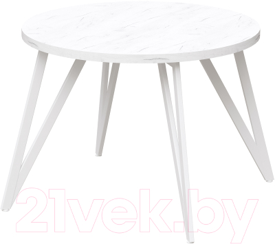 Обеденный стол Millwood Женева 2 Л D90 / 90x90x75 (дуб белый Craft/металл белый) - фото