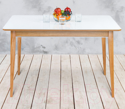 Обеденный стол ТехКомПро Арека ПРС 80x120-160 (бук/стекло/тон 2/ножка 7)