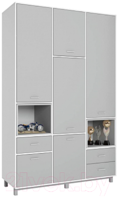 Шкаф Polini Kids Mirum 2335 трехсекционный / 0002121.150 (белый/серый) - фото