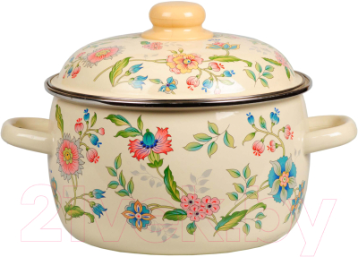 Кастрюля СтальЭмаль Луговые цветы 3RА161М - фото