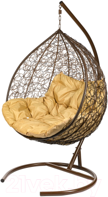 Кресло подвесное BiGarden Gemini Brown (двойной, бежевая подушка) - фото