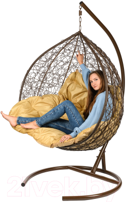 Кресло подвесное BiGarden Gemini Brown (двойной, бежевая подушка)