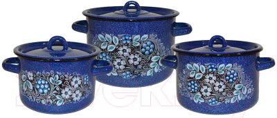 Набор кастрюль СтальЭмаль Голубика 1с33 - фото