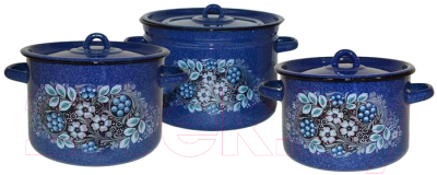 Набор кастрюль СтальЭмаль Голубика 1с112 - фото