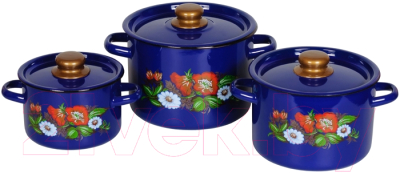 Набор кастрюль СтальЭмаль Русское поле 1с144 - фото