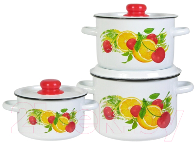 Набор кастрюль СтальЭмаль Фрутта 1с144 - фото