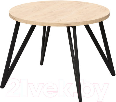 Обеденный стол Millwood Женева 2 Л D100 / 100x100x75 (дуб золотой Craft/металл черный) - фото