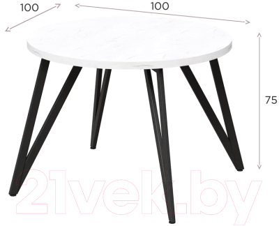 Обеденный стол Millwood Женева 2 Л D100 / 100x100x75 (дуб табачный Craft/металл черный)