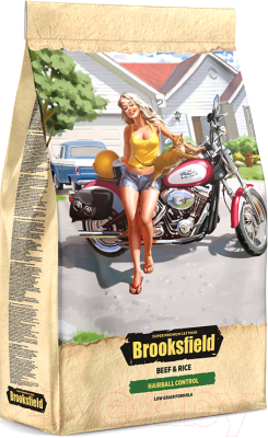 Сухой корм для кошек Brooksfield Low Grain Adult Cat Hairball Control Beef / 5651140 - фото