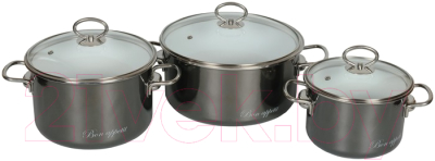 Набор кастрюль СтальЭмаль Bon Appetit 8DB135S (мокрый асфальт) - фото