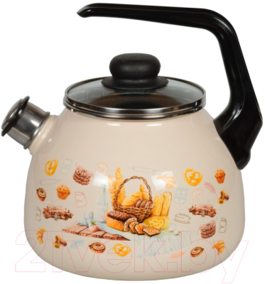 Чайник со свистком СтальЭмаль Хлеб 4с209я - фото