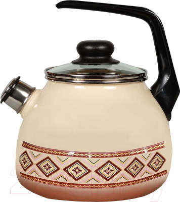 Чайник со свистком СтальЭмаль Шоколад 4с209я - фото