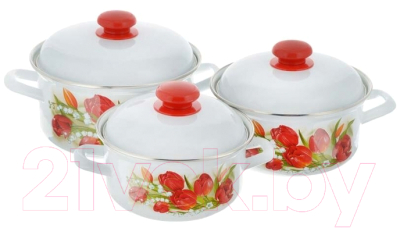 Набор кастрюль Лысьвенские эмали Ласковый май С-124 АП2/4 - фото