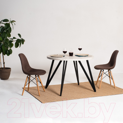 Обеденный стол Millwood Женева 2 Л D110 / 110x110x75 (дуб белый Craft/металл черный)