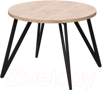 Обеденный стол Millwood Женева 2 Л D110 / 110x110x75 (дуб табачный Craft/металл черный) - фото