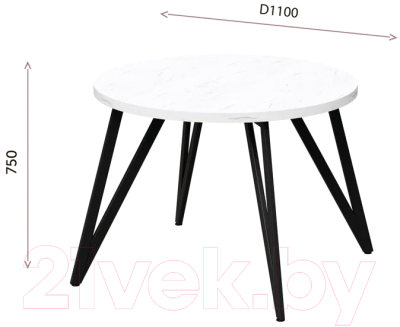 Обеденный стол Millwood Женева 2 Л D110 / 110x110x75 (дуб табачный Craft/металл черный)