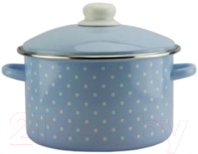 Кастрюля Эмаль Горох мелкий-К 04-Б1614/6М (голубой) - фото