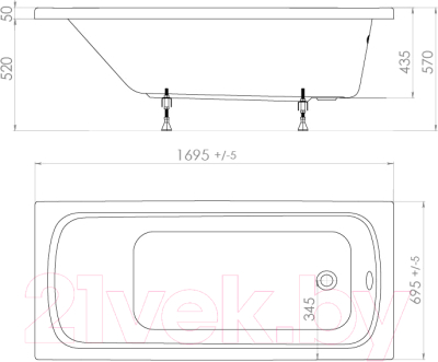 Ванна акриловая Triton Стандарт 170x70 (с ножками и экраном)
