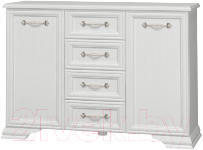 Тумба Bravo Мебель Грация 4ящ 2дв (белый/белый) - фото