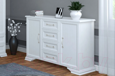 Тумба Bravo Мебель Грация 4ящ 2дв (белый/белый)