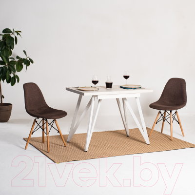 Обеденный стол Millwood Женева 3 Л раздвижной 120-160x80x76 (белый/металл белый)