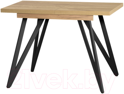 Обеденный стол Millwood Женева 3 Л раздвижной 120-160x80x76 (дуб золотой Craft/металл черный) - фото