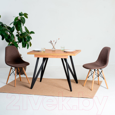 Обеденный стол Millwood Женева 3 Л раздвижной 120-160x80x76 (дуб золотой Craft/металл черный)