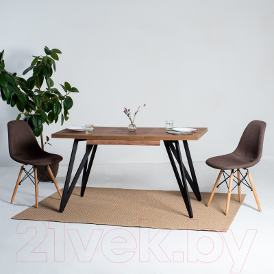 Обеденный стол Millwood Женева 3 Л раздвижной 120-160x80x76 (дуб табачный Craft/металл черный)