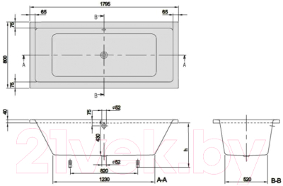 Ванна акриловая Villeroy & Boch Targa Plus Duo 180x80 / UBA180NES2V-01