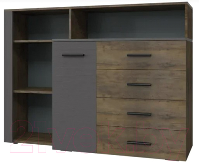 Комод Bravo Мебель Куба 1дв 4ящ с приставкой - фото