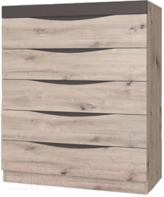 Комод Bravo Мебель Тиана 5ящ (дуб бонифаций/вольфрам) - фото