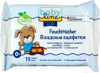 Влажные салфетки детские Babyline Для тщательной очистки нежной детской кожи / 3001981 - фото