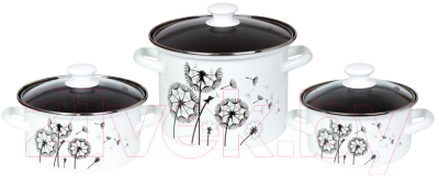 Набор кастрюль КМЗ Адажио 5 1 Люкс (3шт, белый) - фото