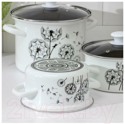 Набор кастрюль КМЗ Адажио 5 1 Люкс (3шт, белый)